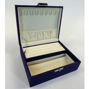 HOW COLLECTION Silver Claps Closure Removable Tray Jewelry Box